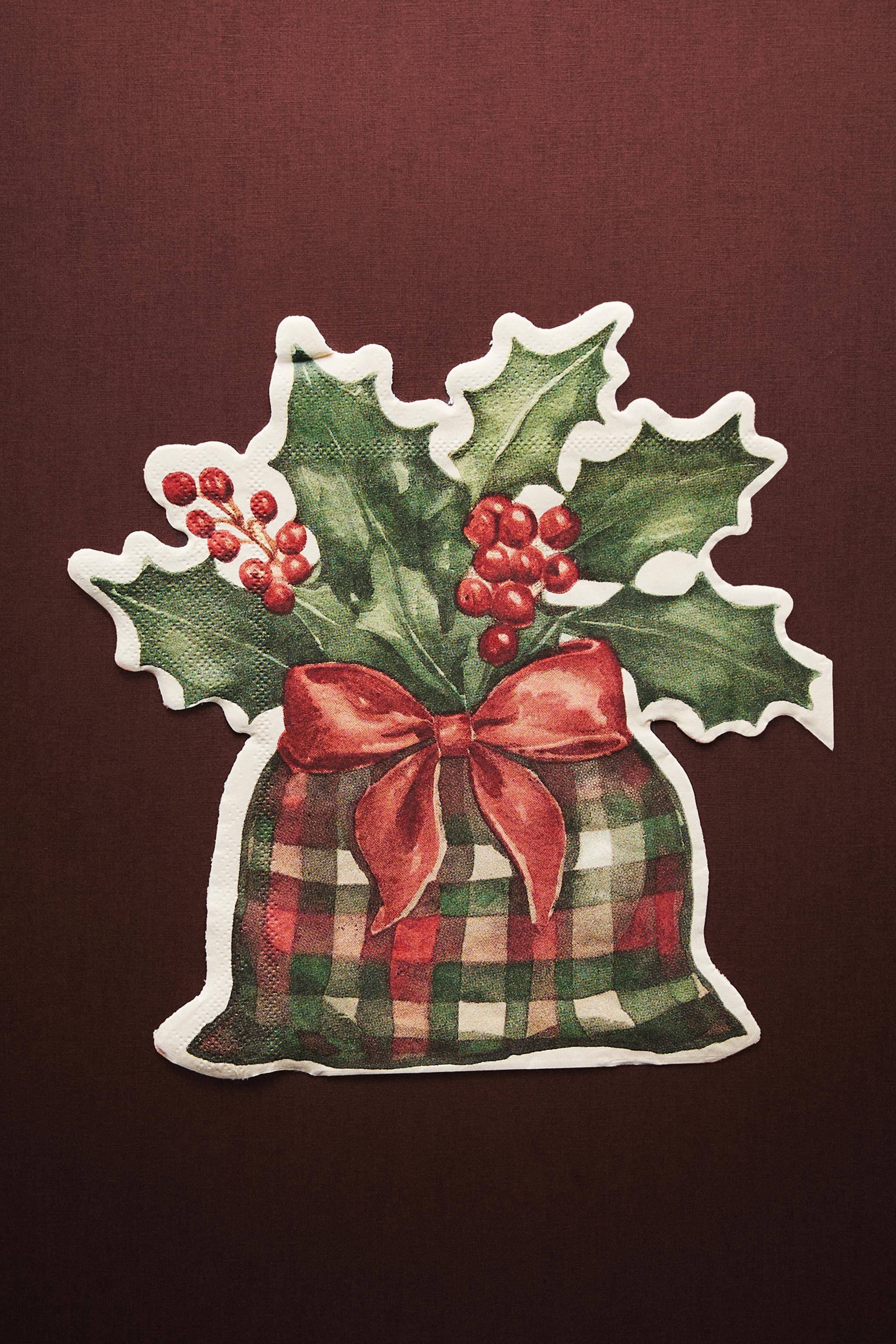 SET OF CHRISTMAS HOLLY LEAF PAPER NAPKINS (SET OF 20)